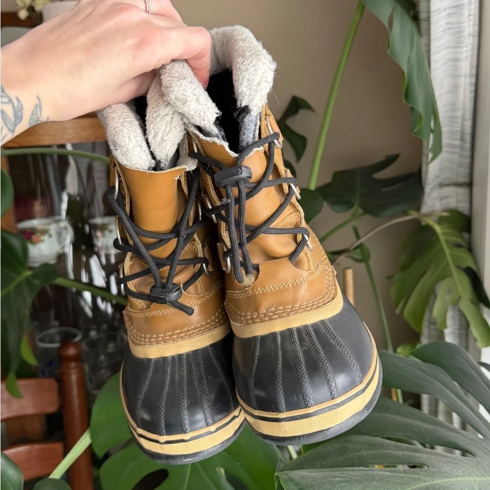 Sorel Kids Waterproof Tan and Black Boots